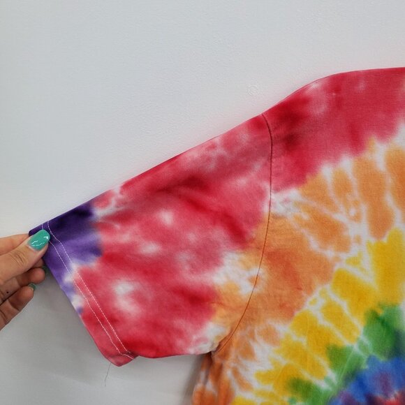 Mens Unisex XXL Rainbow Tie-Dye Spiral T-Shirt 100% Cotton Short Sleeve Festival - Picture 7 of 12